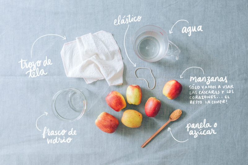 Ingredientes para el vinagre de manzana